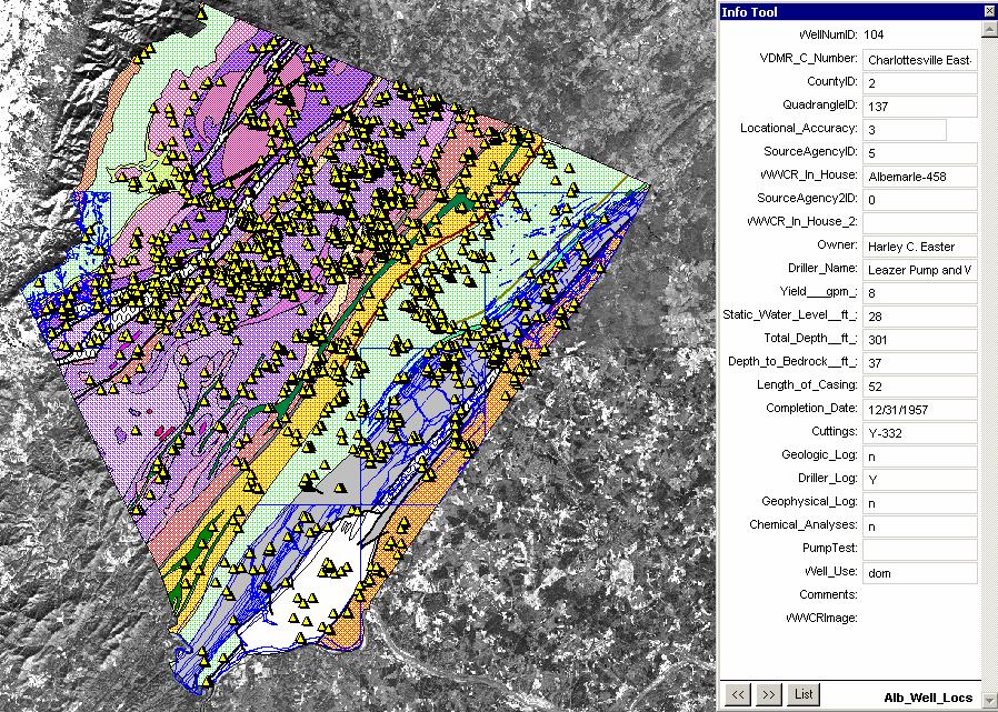 Albemarle County, Virginia Waterwell Data Map